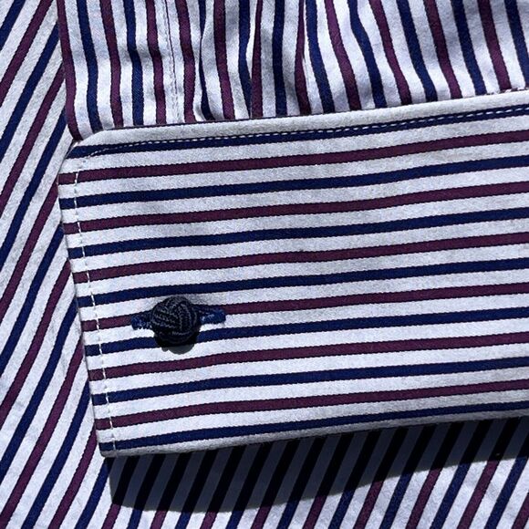 Bugatchi Uomo Dress‎ Shirt Mens 16.5 34/35 Purple Lavender French Cuffs - Picture 9 of 16